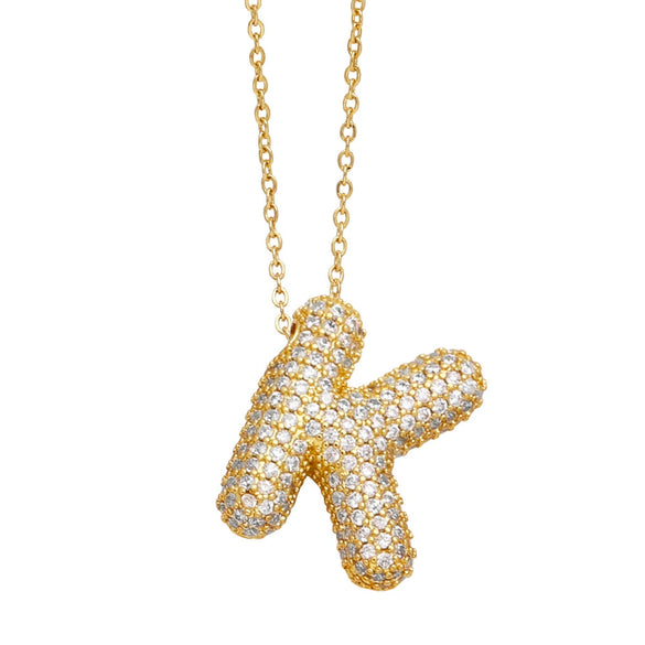 Wholesale Jewelry Copper Letter Necklace With Inlaid Zircon And Electroplating Design For Women On Ochain