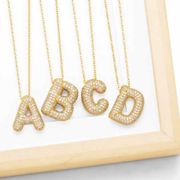 Wholesale Jewelry Copper Letter Necklace With Inlaid Zircon And Electroplating Design For Women On Ochain