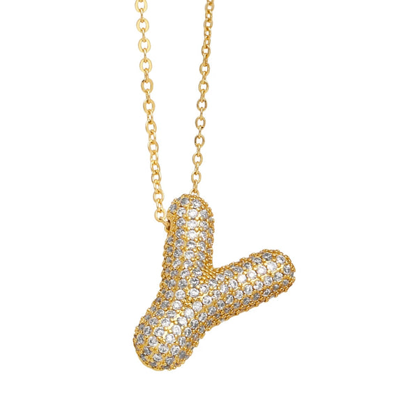Wholesale Jewelry Copper Letter Necklace With Inlaid Zircon And Electroplating Design For Women On Ochain
