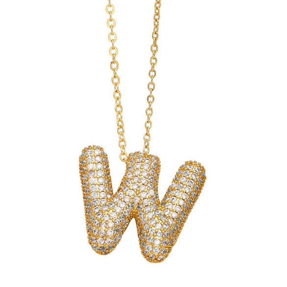 Wholesale Jewelry Copper Letter Necklace With Inlaid Zircon And Electroplating Design For Women On Ochain