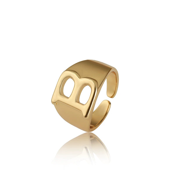 Wholesale Jewelry Copper Letter Ring Electroplating Opening Adjustable Unisex