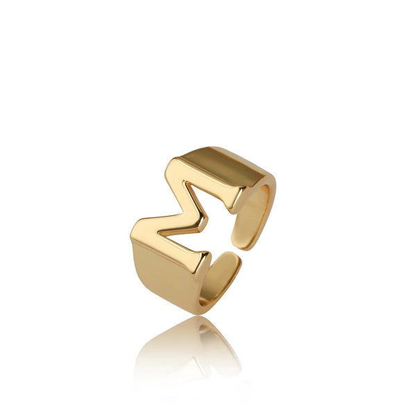 Wholesale Jewelry Copper Letter Ring Electroplating Opening Adjustable Unisex
