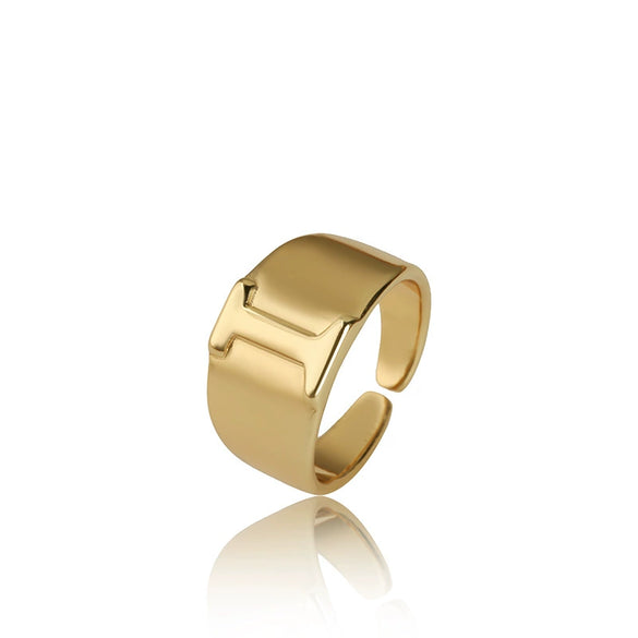 Wholesale Jewelry Copper Letter Ring Electroplating Opening Adjustable Unisex