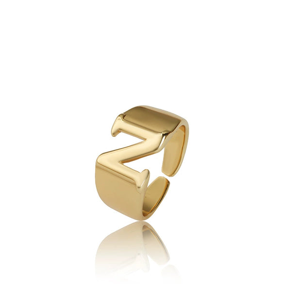 Wholesale Jewelry Copper Letter Ring Electroplating Opening Adjustable Unisex