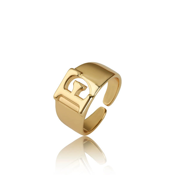 Wholesale Jewelry Copper Letter Ring Electroplating Opening Adjustable Unisex