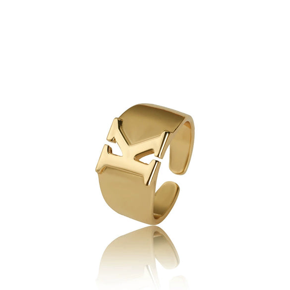 Wholesale Jewelry Copper Letter Ring Electroplating Opening Adjustable Unisex