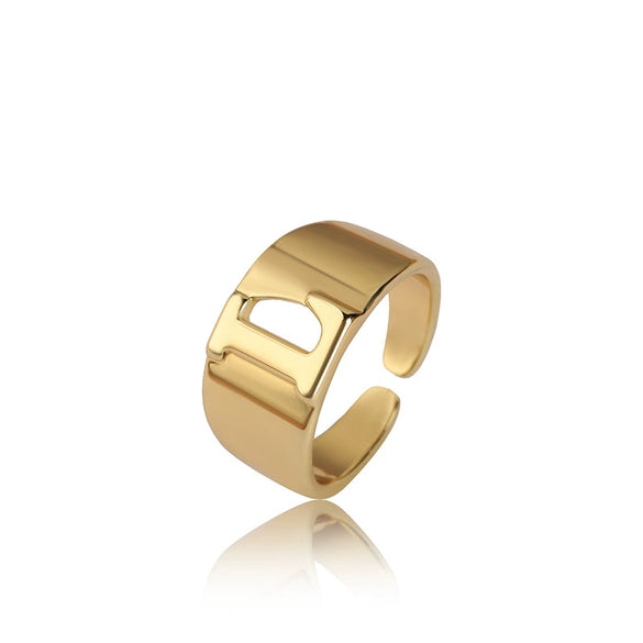 Wholesale Jewelry Copper Letter Ring Electroplating Opening Adjustable Unisex