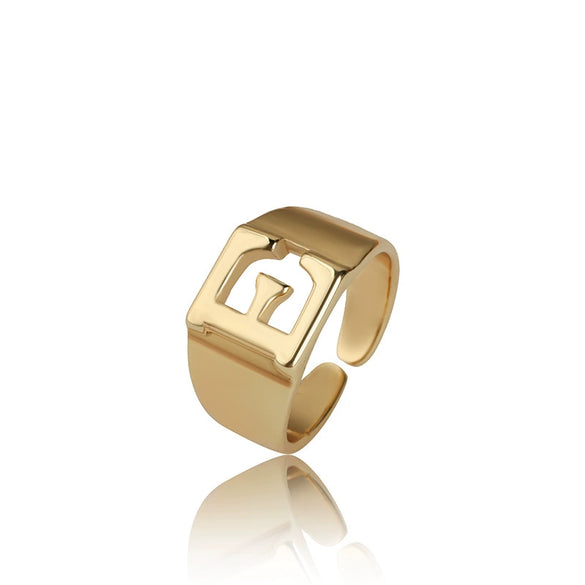 Wholesale Jewelry Copper Letter Ring Electroplating Opening Adjustable Unisex