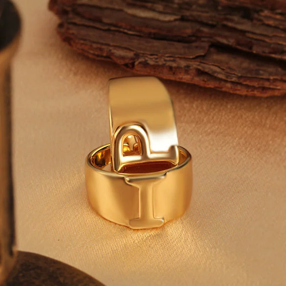 Wholesale Jewelry Copper Letter Ring Electroplating Opening Adjustable Unisex