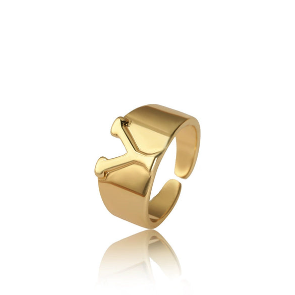 Wholesale Jewelry Copper Letter Ring Electroplating Opening Adjustable Unisex