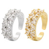 Wholesale Jewelry Copper Light Luxury Geometric And Floral Microinlaid Zircon Open Ring With Electroplating For Women