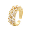 Wholesale Jewelry Copper Light Luxury Geometric And Floral Microinlaid Zircon Open Ring With Electroplating For Women