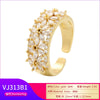 Wholesale Jewelry Copper Light Luxury Geometric And Floral Microinlaid Zircon Open Ring With Electroplating For Women