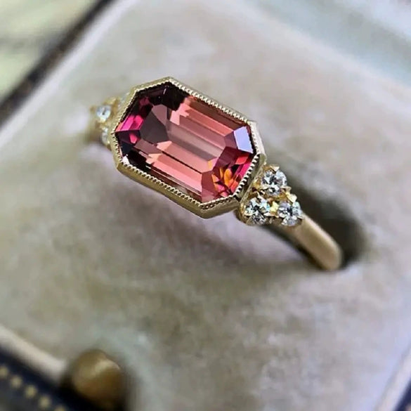 Wholesale Jewelry Copper Light Luxury Geometric Zircon Engagement Ring For Women
