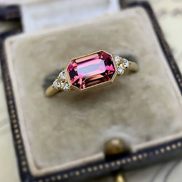 Wholesale Jewelry Copper Light Luxury Geometric Zircon Engagement Ring For Women