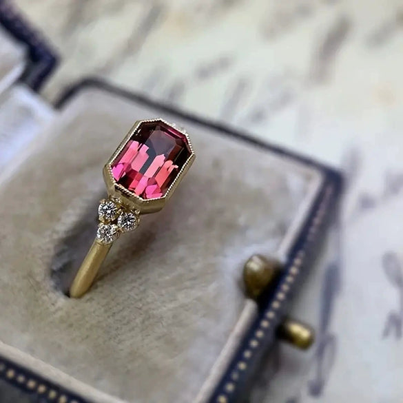 Wholesale Jewelry Copper Light Luxury Geometric Zircon Engagement Ring For Women