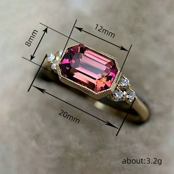Wholesale Jewelry Copper Light Luxury Geometric Zircon Engagement Ring For Women