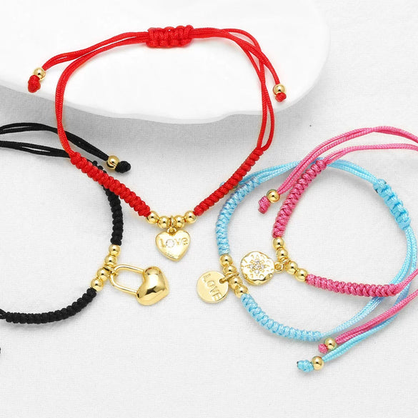 Wholesale Jewelry Copper Love Heart And Insect Shape Pendant Bracelet With Gold Plated Electroplating For Women