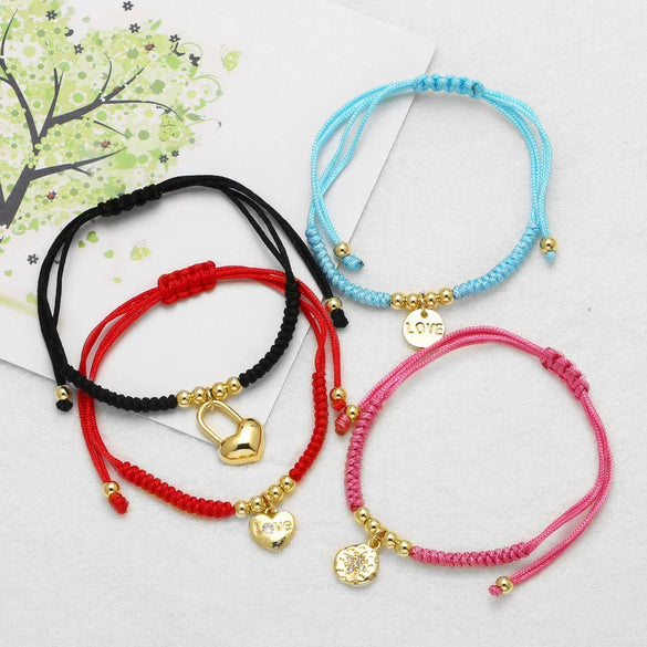 Wholesale Jewelry Copper Love Heart And Insect Shape Pendant Bracelet With Gold Plated Electroplating For Women