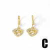 Wholesale Jewelry Copper Love Heart Pendant Earrings Gold Plated Sunflower Smiley Face With Zircon Electroplating For Women