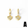 Wholesale Jewelry Copper Love Heart Pendant Earrings Gold Plated Sunflower Smiley Face With Zircon Electroplating For Women