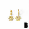 Wholesale Jewelry Copper Love Heart Pendant Earrings Gold Plated Sunflower Smiley Face With Zircon Electroplating For Women