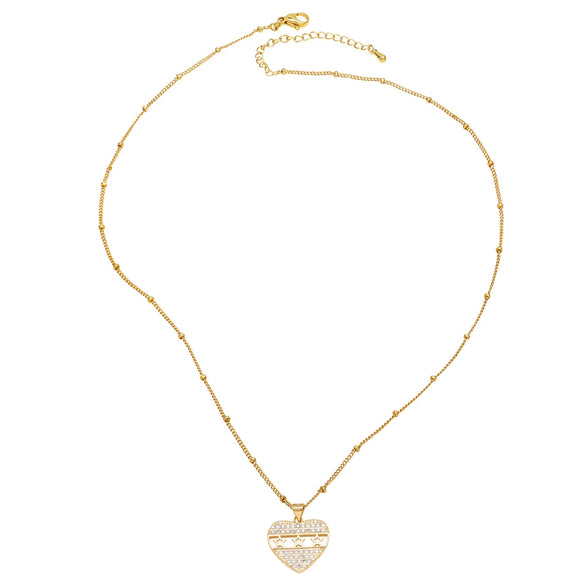Wholesale Jewelry Copper Love Heart Pendant Necklace Gold Plated O Chain