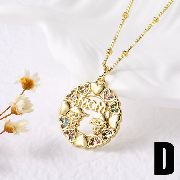 Wholesale Jewelry Copper Love Heart Pendant Necklace With O Word Chain Electroplating For Women