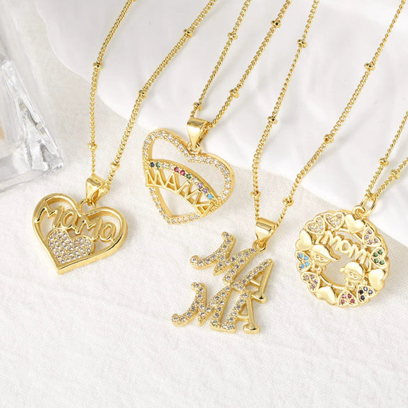 Wholesale Jewelry Copper Love Heart Pendant Necklace With O Word Chain Electroplating For Women