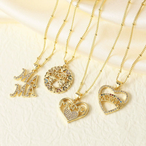 Wholesale Jewelry Copper Love Heart Pendant Necklace With O Word Chain Electroplating For Women