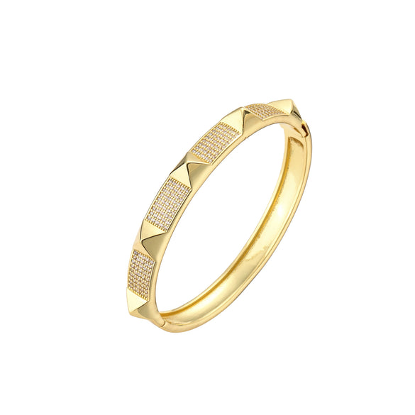 Wholesale Jewelry Copper Micro Inlaid Zircon Geometric Style Electroplated Bracelet