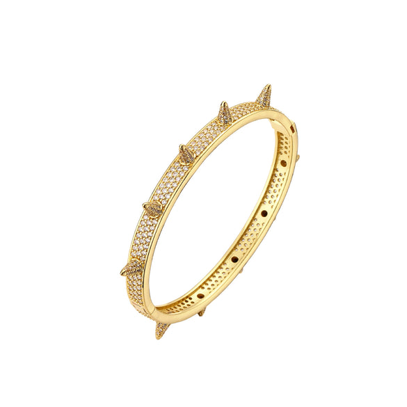 Wholesale Jewelry Copper Micro Inlaid Zircon Geometric Style Electroplated Bracelet