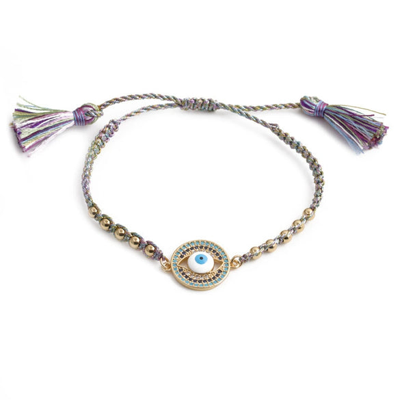 Wholesale Jewelry Copper Microinlaid Zircon Devil's Eye Handmade Bracelet Unisex