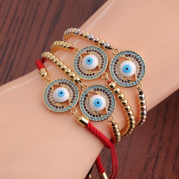 Wholesale Jewelry Copper Microinlaid Zircon Devil's Eye Handmade Bracelet Unisex