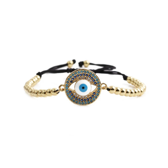 Wholesale Jewelry Copper Microinlaid Zircon Devil's Eye Handmade Bracelet Unisex