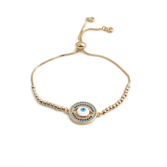 Wholesale Jewelry Copper Microinlaid Zircon Devil's Eye Handmade Bracelet Unisex