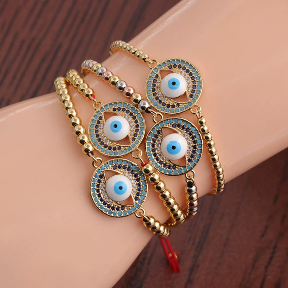 Wholesale Jewelry Copper Microinlaid Zircon Devil's Eye Handmade Bracelet Unisex