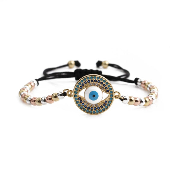 Wholesale Jewelry Copper Microinlaid Zircon Devil's Eye Handmade Bracelet Unisex