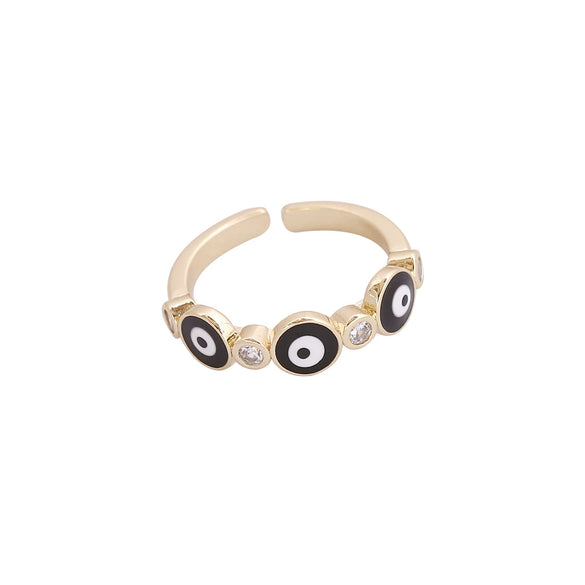 Wholesale Jewelry Copper Microinlaid Zircon Devil's Eye Ring Retro Style Dripping Oil Women's
