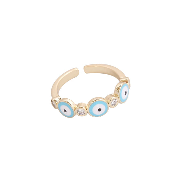Wholesale Jewelry Copper Microinlaid Zircon Devil's Eye Ring Retro Style Dripping Oil Women's