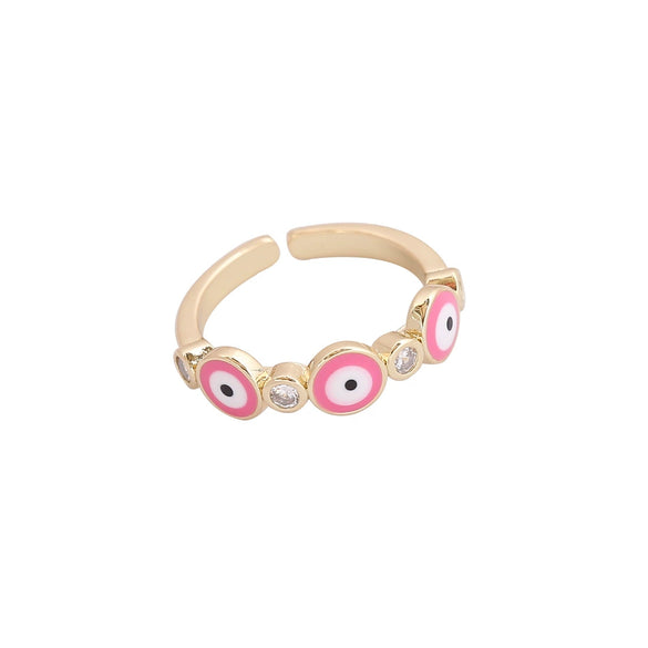 Wholesale Jewelry Copper Microinlaid Zircon Devil's Eye Ring Retro Style Dripping Oil Women's