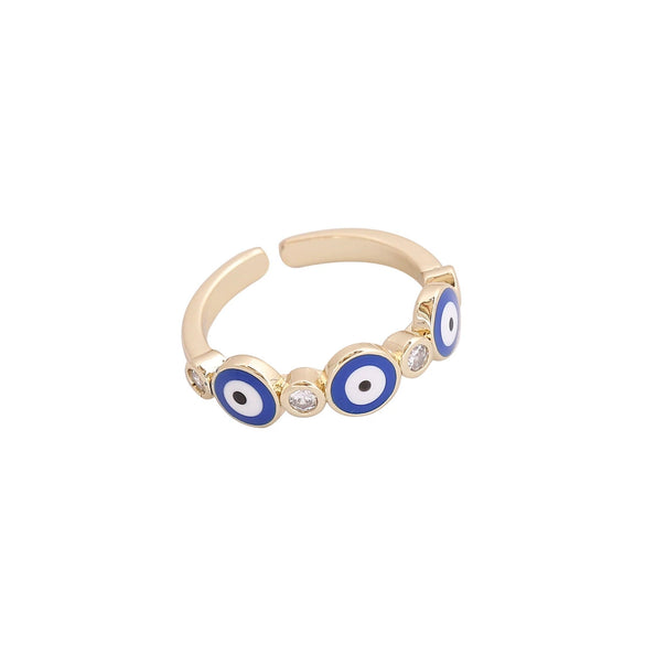 Wholesale Jewelry Copper Microinlaid Zircon Devil's Eye Ring Retro Style Dripping Oil Women's