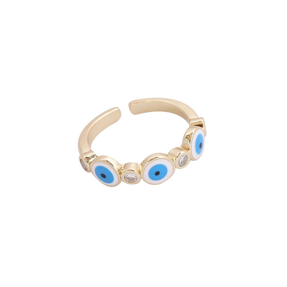 Wholesale Jewelry Copper Microinlaid Zircon Devil's Eye Ring Retro Style Dripping Oil Women's
