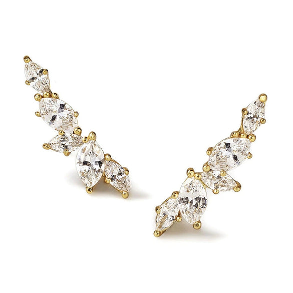 Wholesale Jewelry Copper Microinlaid Zircon Olive Branch Leaf Women's Earrings