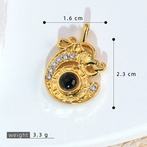 Wholesale Jewelry Copper Microinlaid Zircon Projection Pendant Necklace Light Luxury Highend With Electroplating Letters Numbers Text Pattern