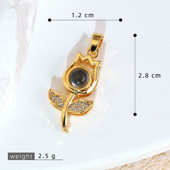 Wholesale Jewelry Copper Microinlaid Zircon Projection Pendant Necklace Light Luxury Highend With Electroplating Letters Numbers Text Pattern