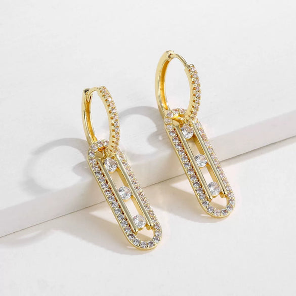 Wholesale Jewelry Copper Microinlaid Zircon Ushaped Cartoon Style Electroplated Women's Earrings