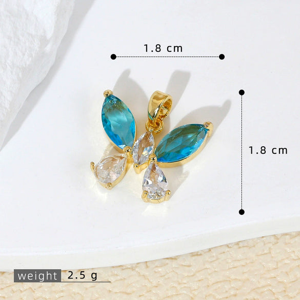 Wholesale Jewelry Copper Micropaved Animal Zodiac Butterfly Pendant Necklace And Earrings