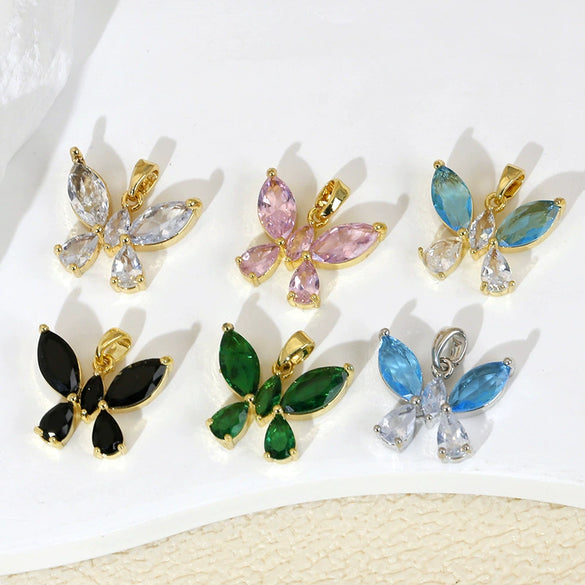 Wholesale Jewelry Copper Micropaved Animal Zodiac Butterfly Pendant Necklace And Earrings