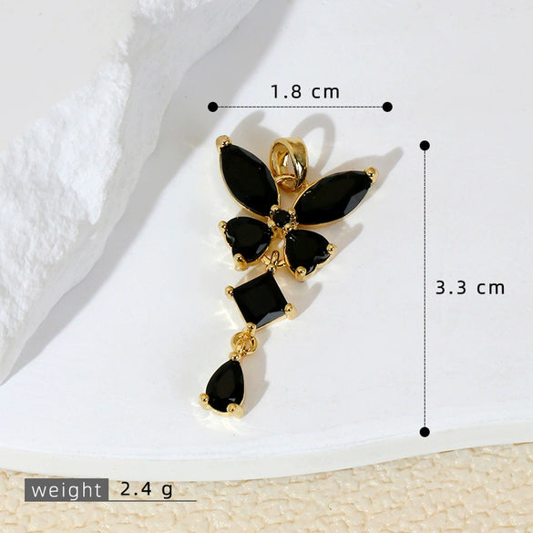 Wholesale Jewelry Copper Micropaved Cartoon Animal Zodiac Tassel Butterfly Pendant Necklace And Earrings Accessories